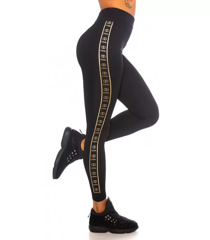 Black and gold COOL thermoleggings