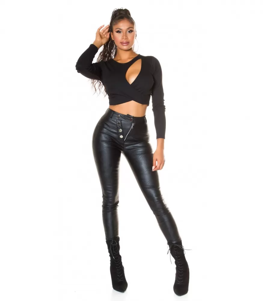 Buy RSVP by Nykaa Fashion Dark Brown Solid High Waisted Faux Leather Pants  Online
