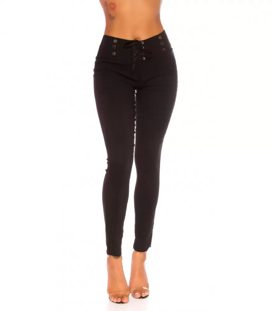 Black high-waisted treggings with strings [LAST CHANCE]