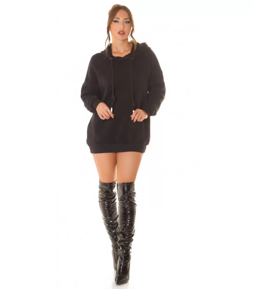 black sequin hoodie dress SILVER GLITTER HOODED DRESS