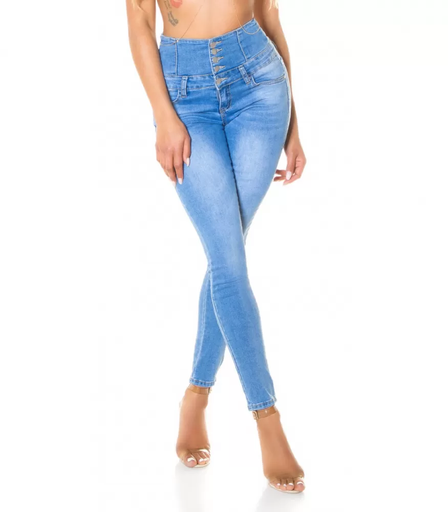 Blue basic high-waisted jeans