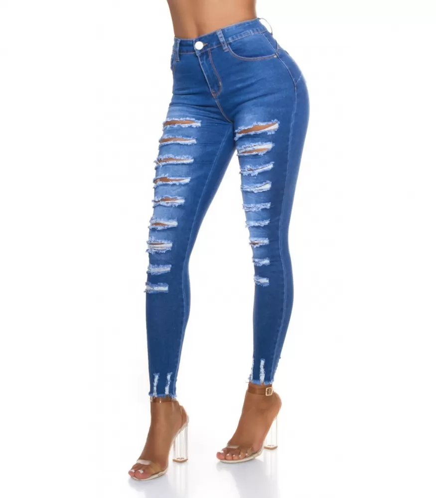 Blue extreme ripped push-up jeans