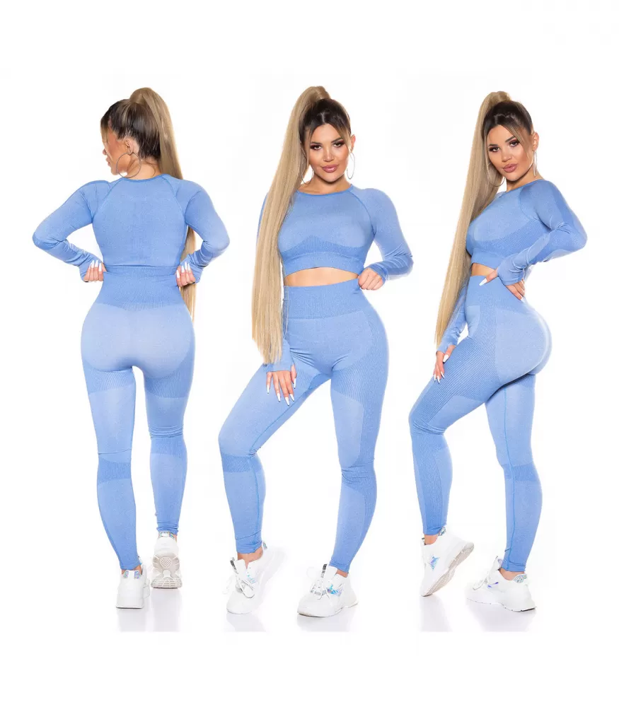 Blue form-shaping short workout shirt + tights