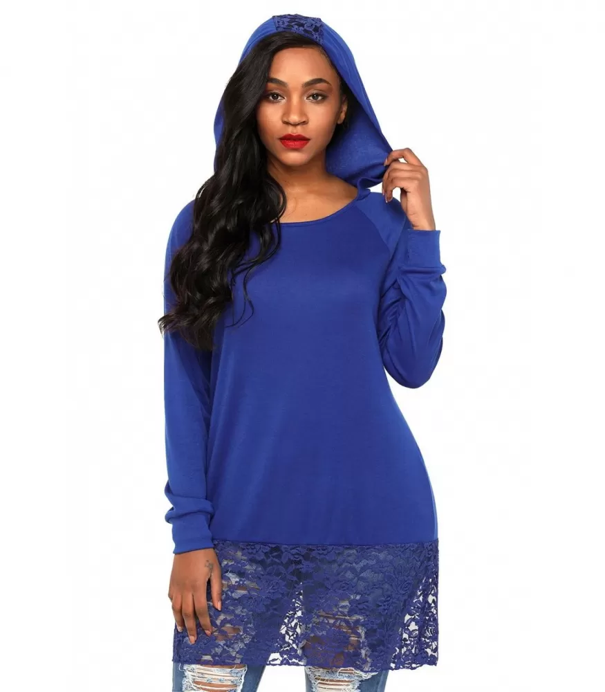 Blue lace shirt with hood [LAST CHANCE]
