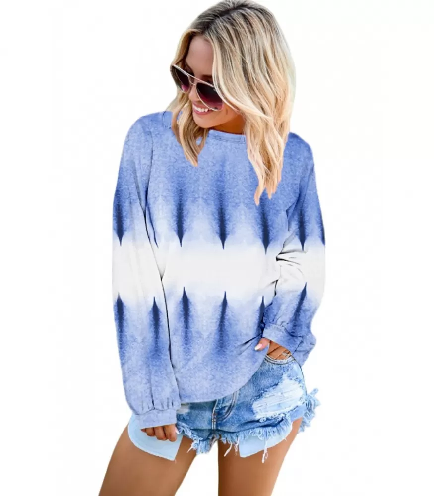 Blue long-sleeved print dyed shirt [LAST CHANCE]