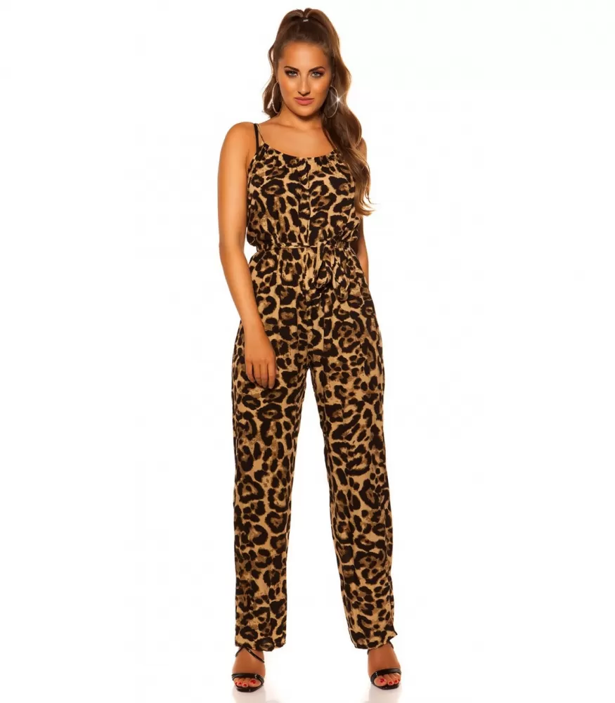 Brown leopard print jumpsuit