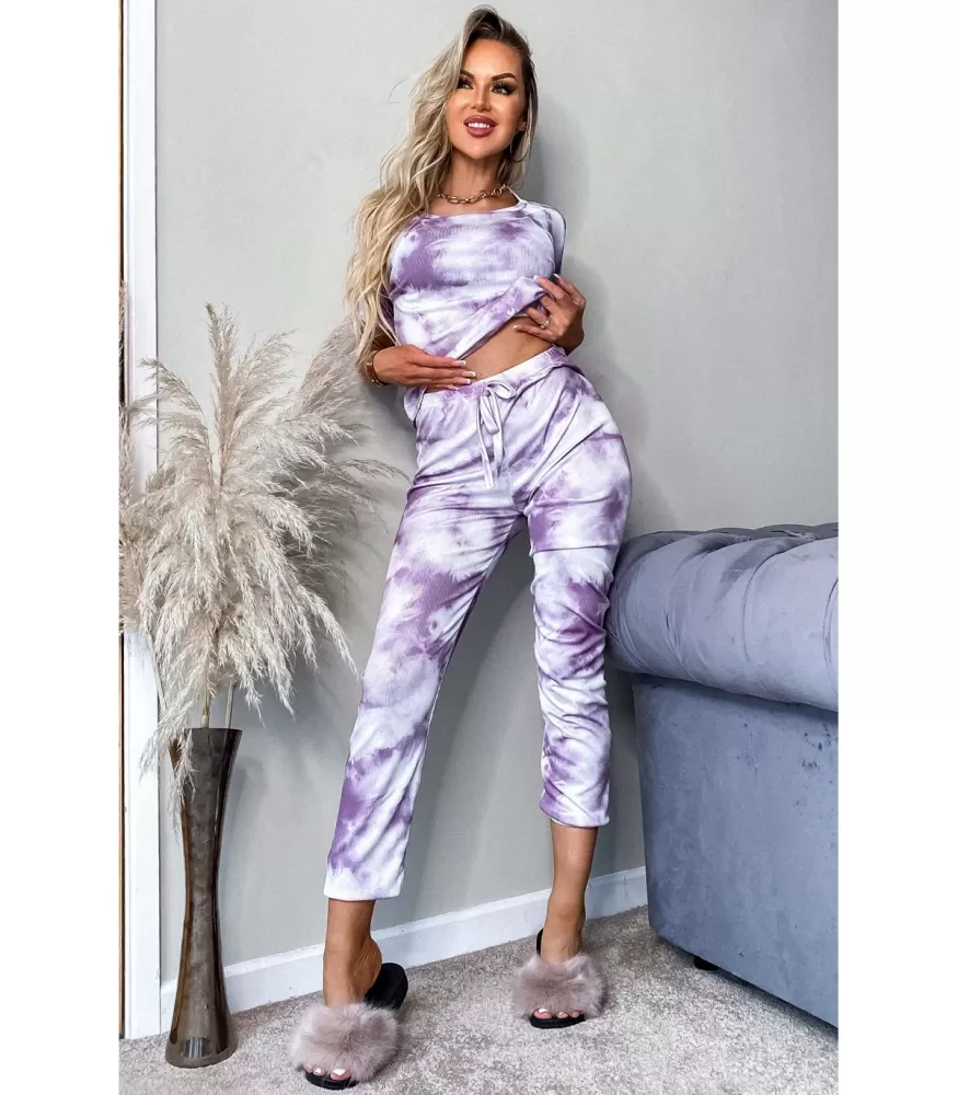 CW Blaire Purple Knot Dyed Outfit Set