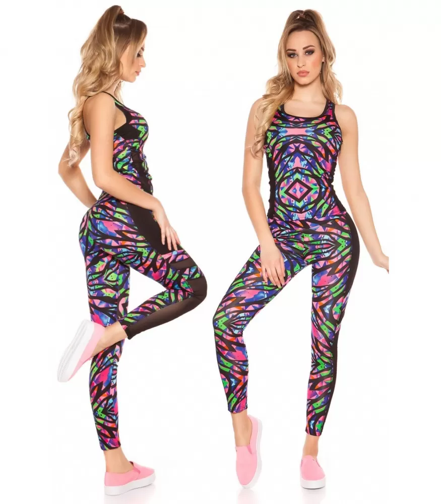 Colorful pink mesh workout tights + top [LAST CHANCE]