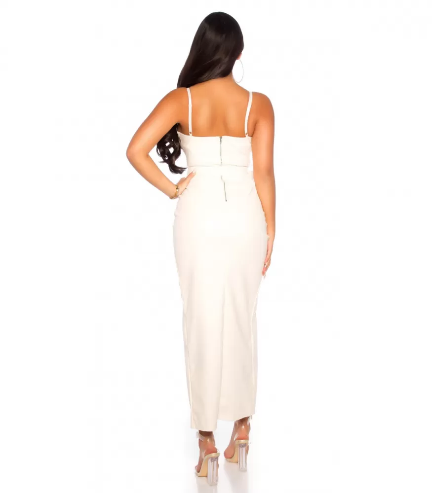 slim fit dress slacks Soft Faux Leather Dress with Pocket Belt CREAM main image 1