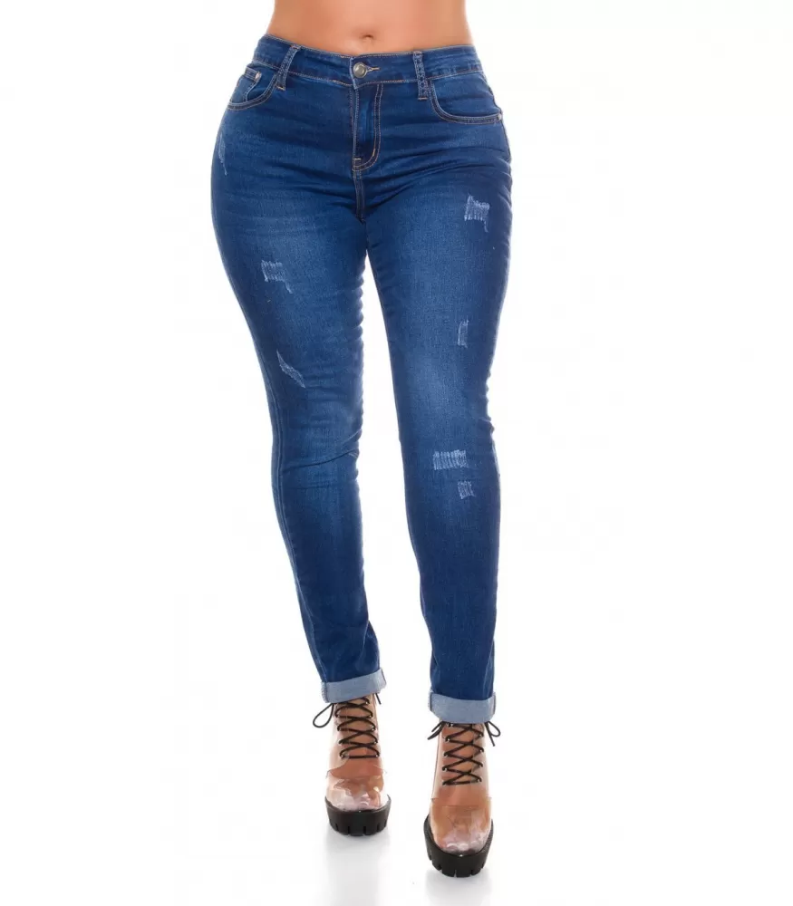 Curvy Girls Size Blue Mini Ripped Jeans