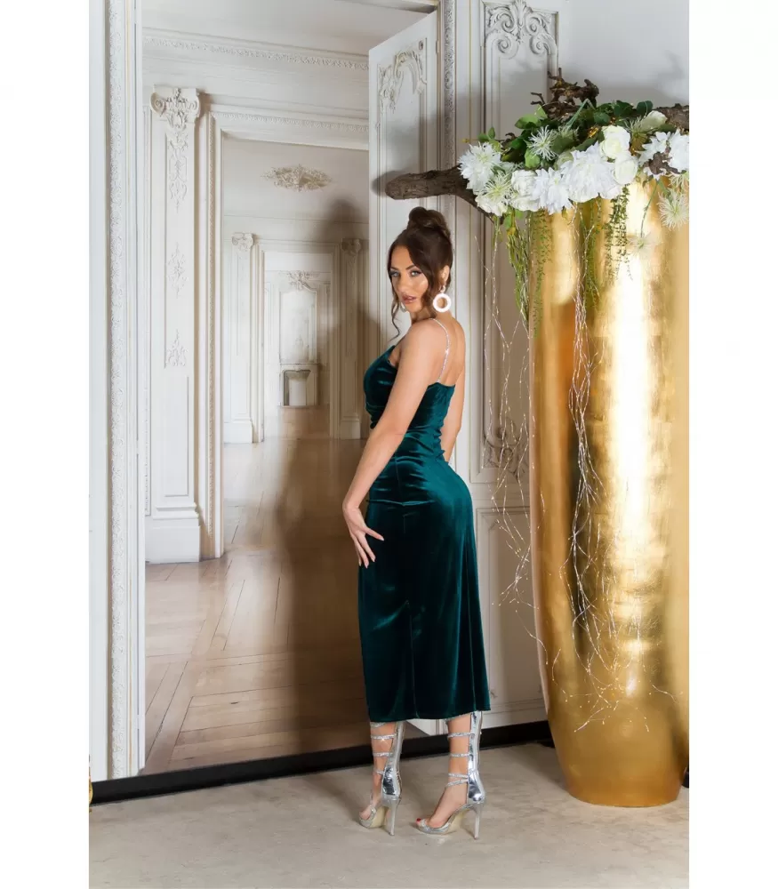 Green velvet look wrap look v-dress | HerSecret.fi Green velvet look wrap look v-dress | HerSecret.fi