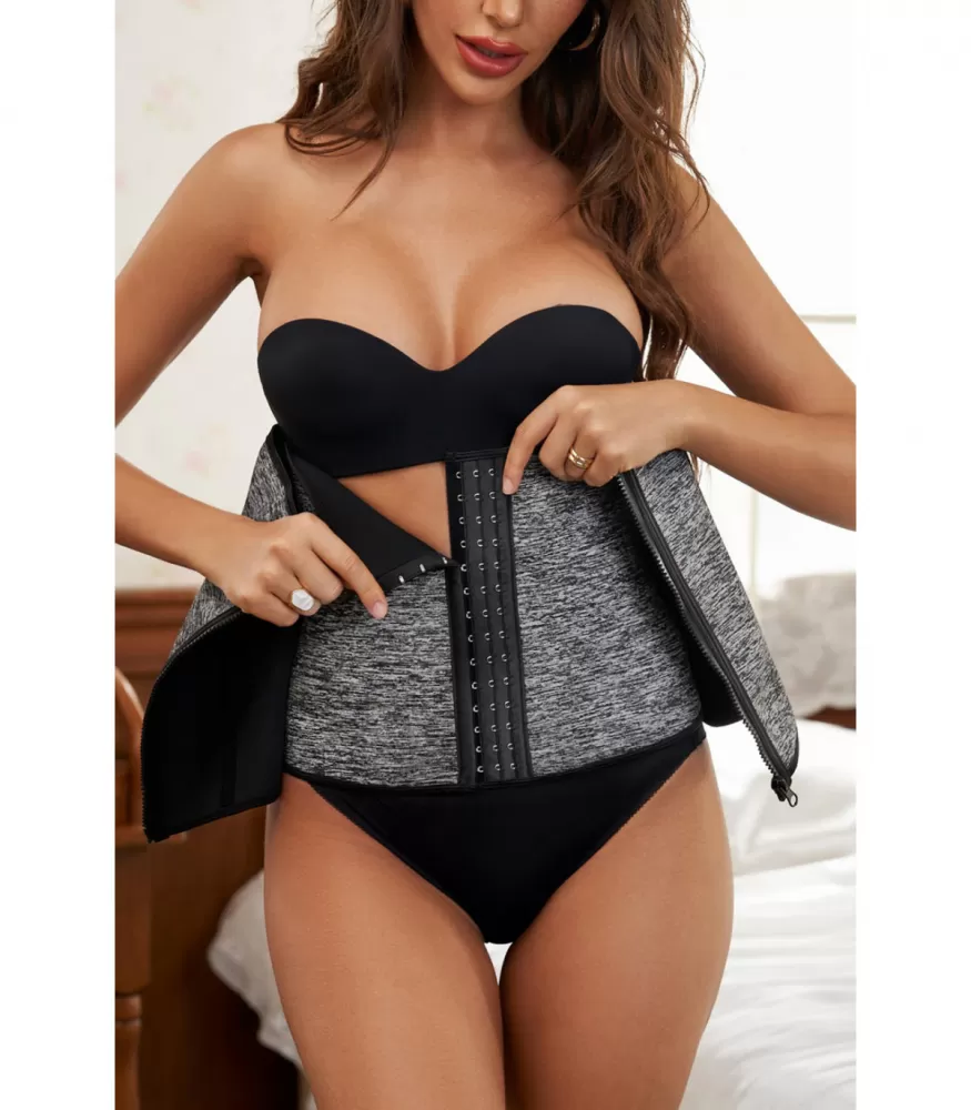 Grey waist trainer waist corset with zipper