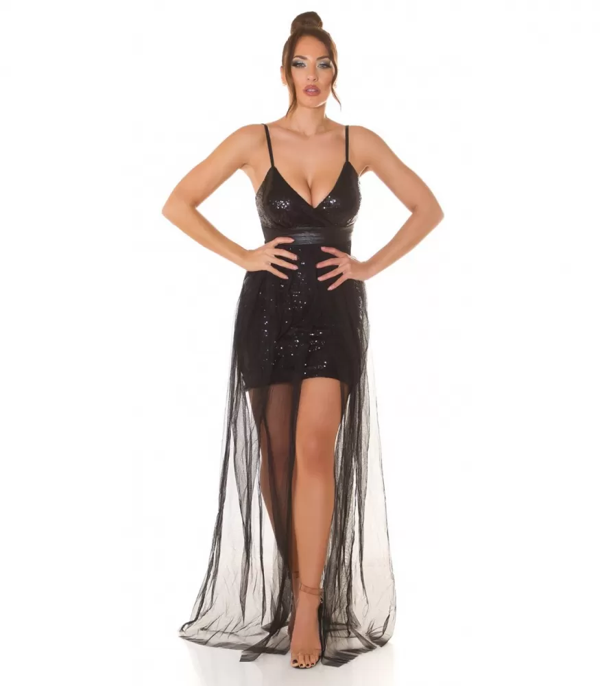 Koucla black sequin dress with flame