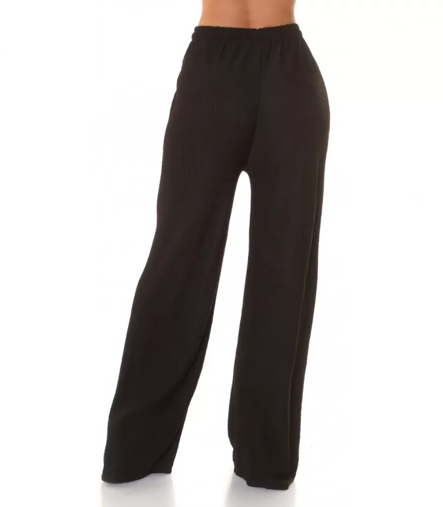 Koucla black wide-leg summer trousers