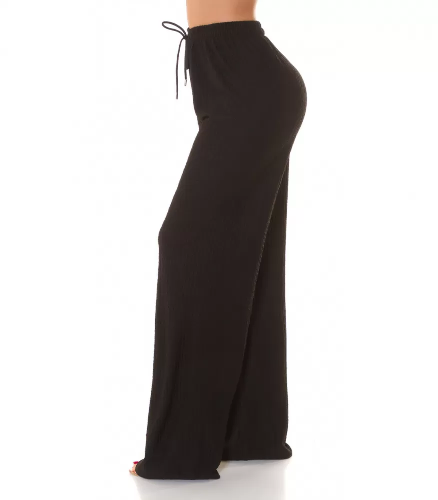 Koucla black wide-leg summer trousers