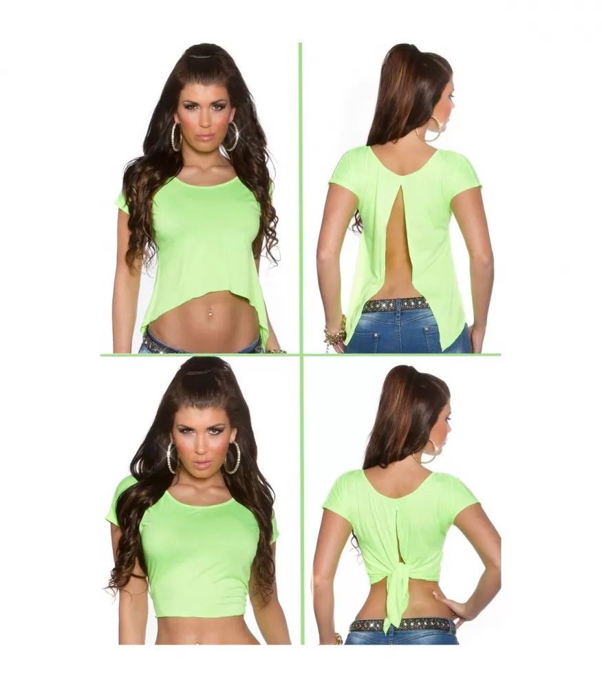 Koucla neon green short-sleeved short shirt [LAST CHANCE]