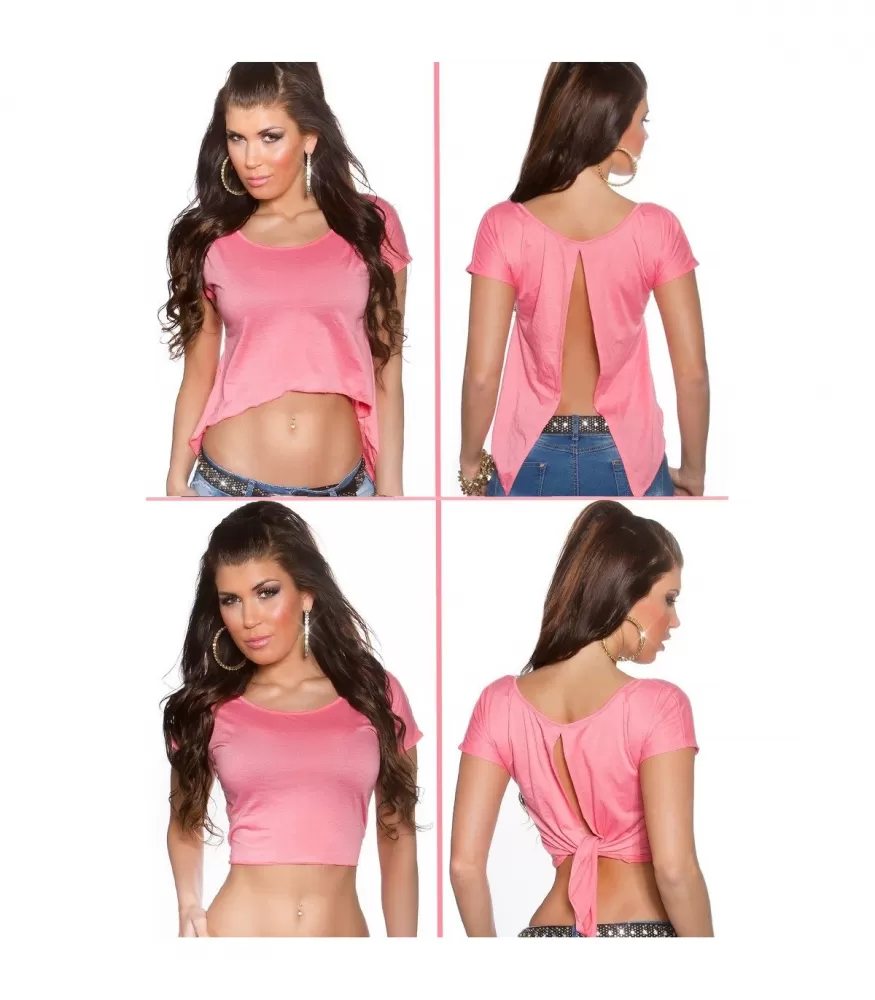 Koucla pink short-sleeved short shirt [BLACK WEEK -25%]