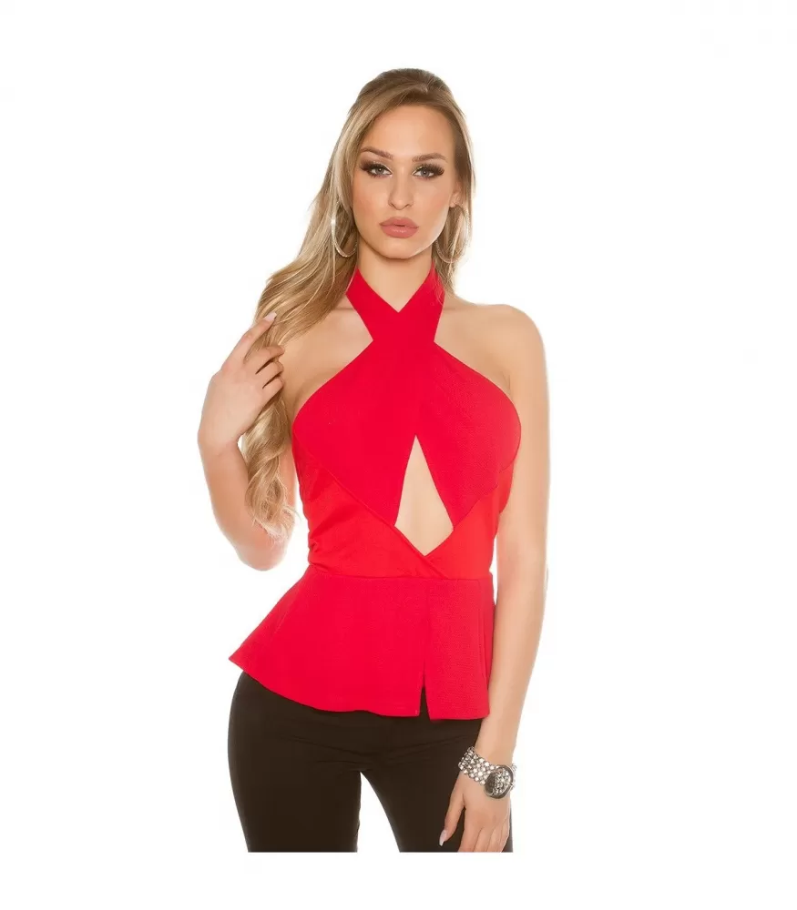 Koucla red cut-out top