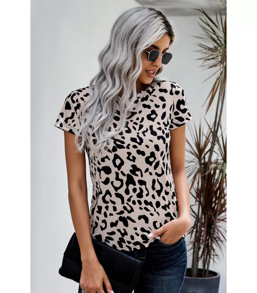Leopard print short-sleeved shirt