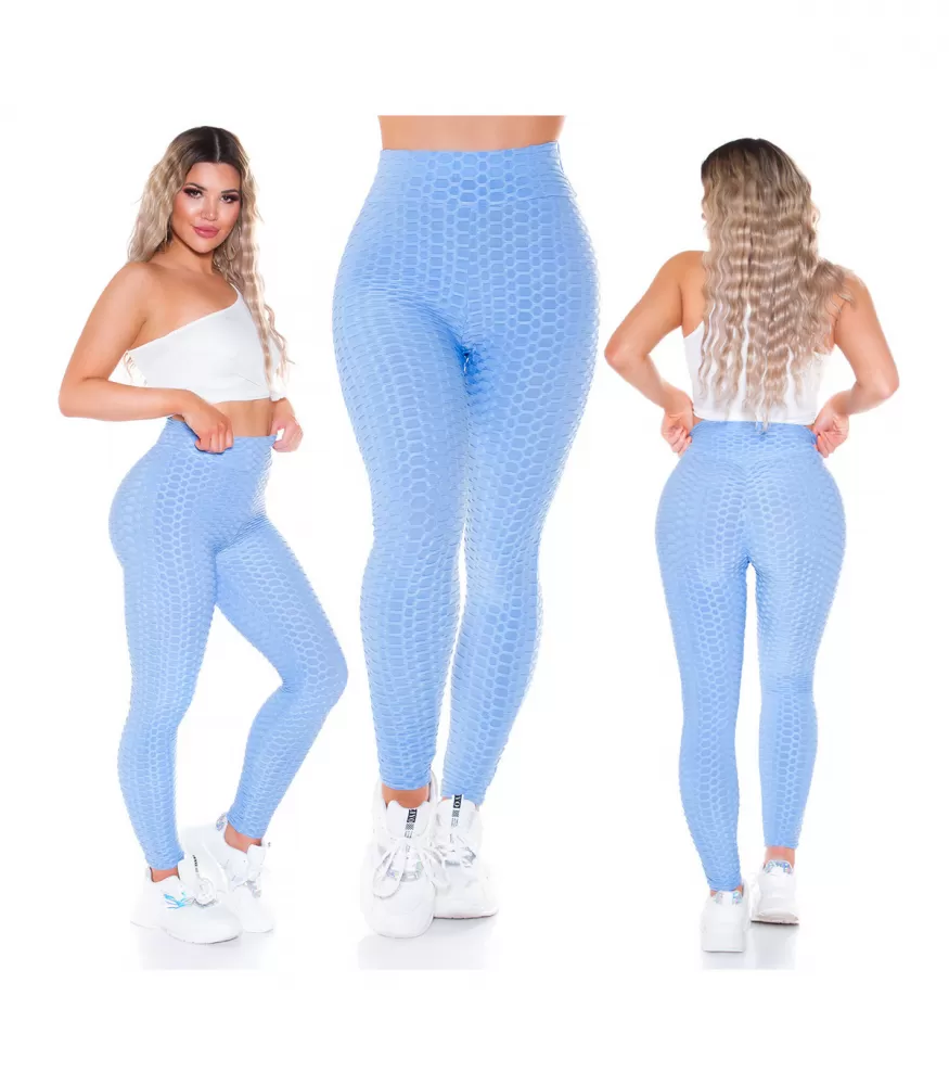 Light blue high-waisted push-up workout tights