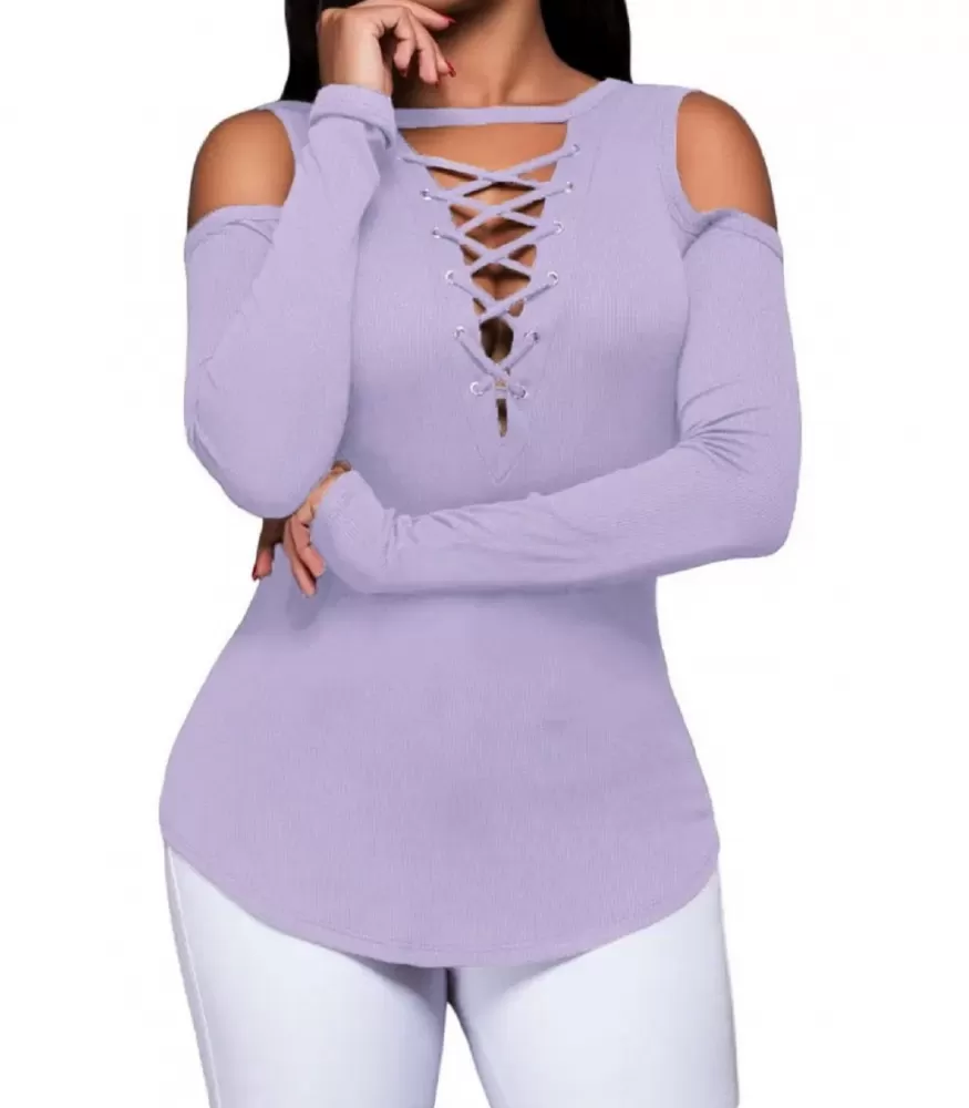 Lilac nod shirt with shoulder slits [LAST CHANCE]