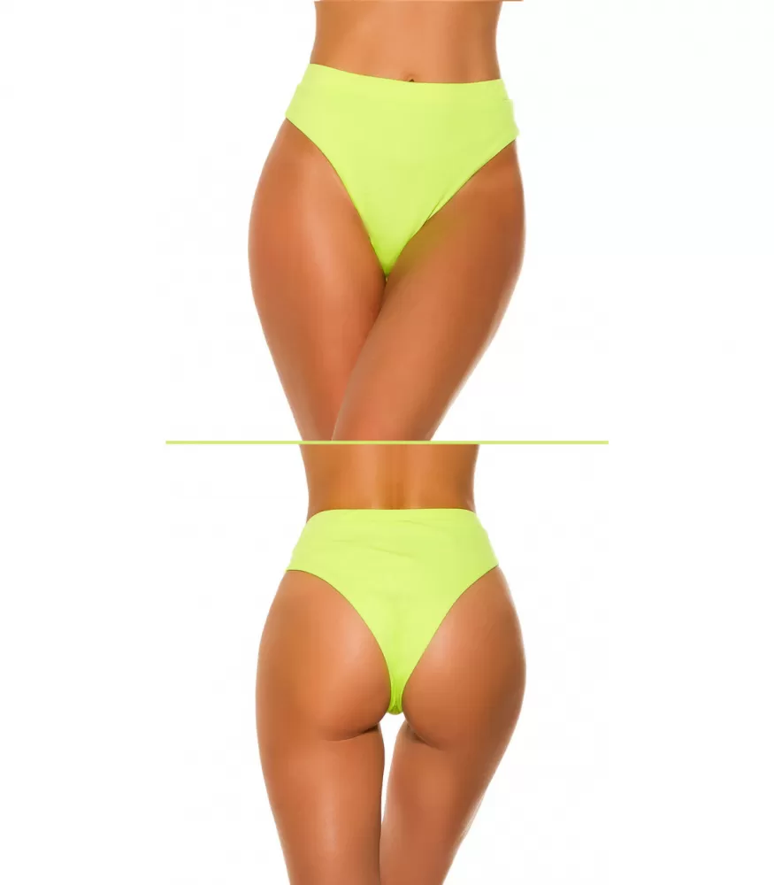 Neon Yellow high-waisted brazilian bikini bottoms