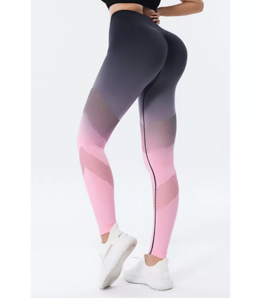 Pink gradient push up workout tights