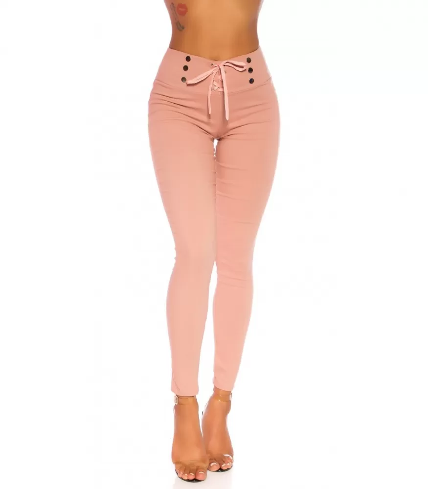 Pink high-waisted treggings with strings [LAST CHANCE]