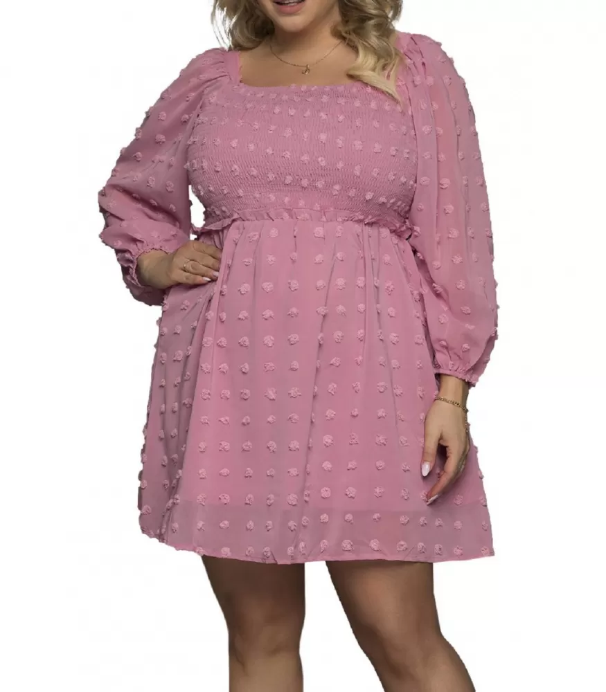Pink long sleeve dress (plus size)