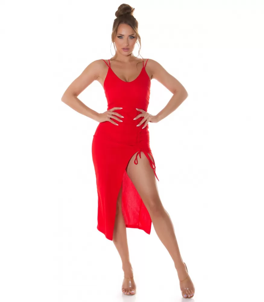 Red mid dress XL with slit