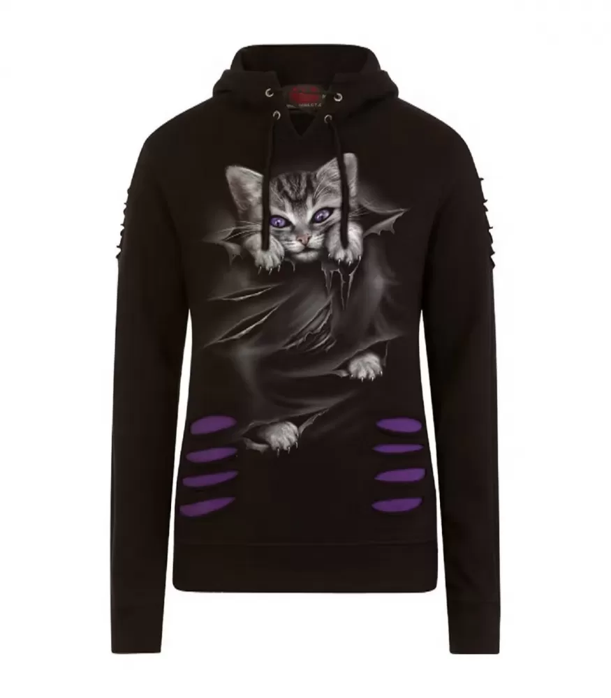 Spiral blackviolet cat hoodie