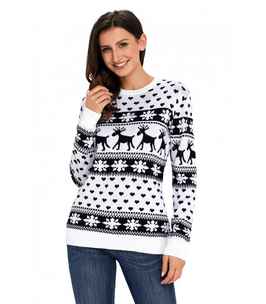White and black reindeer print sweater [LAST CHANCE]