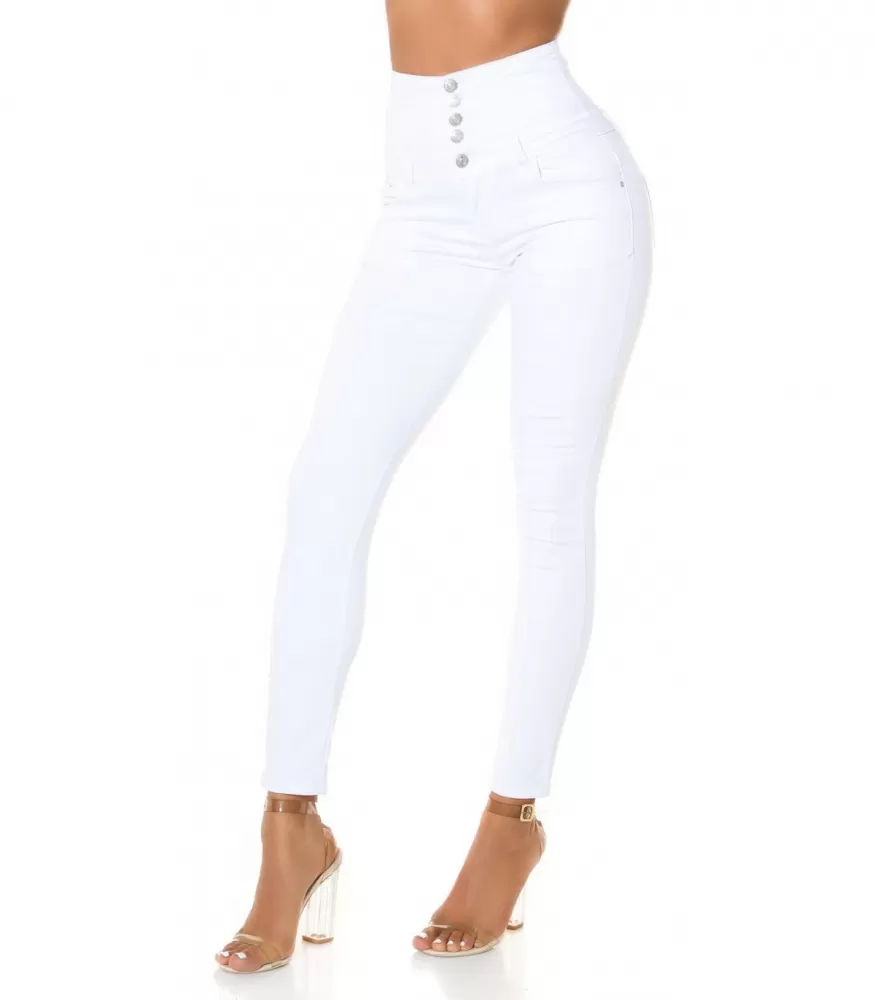 White high-waisted jeans