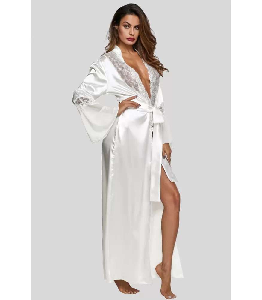 White lace-orned long dressing | HerSecret.se