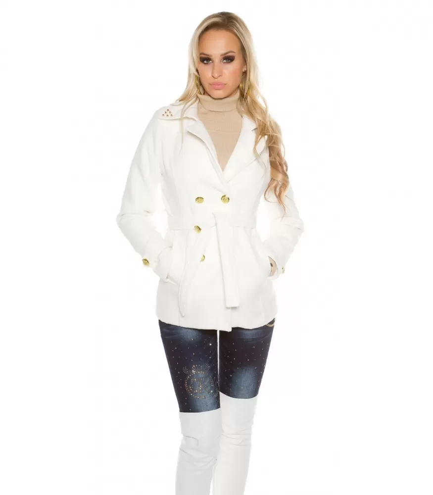 White rivet-colored jacket with belt [LAST CHANCE]