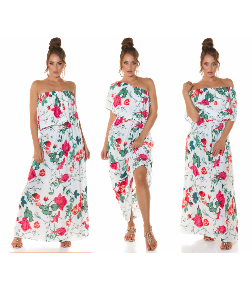 White rose patterned 3in1 maxi dress