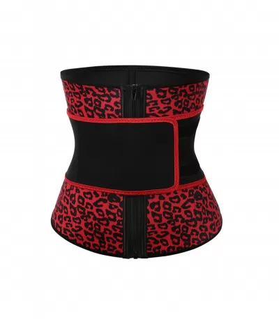Red and black leopard print waist trainer waist corset