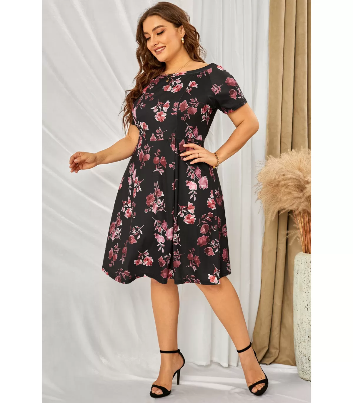 skater dress plus size pattern City Chic Women's Asher Spot Sleeve Skater Dress