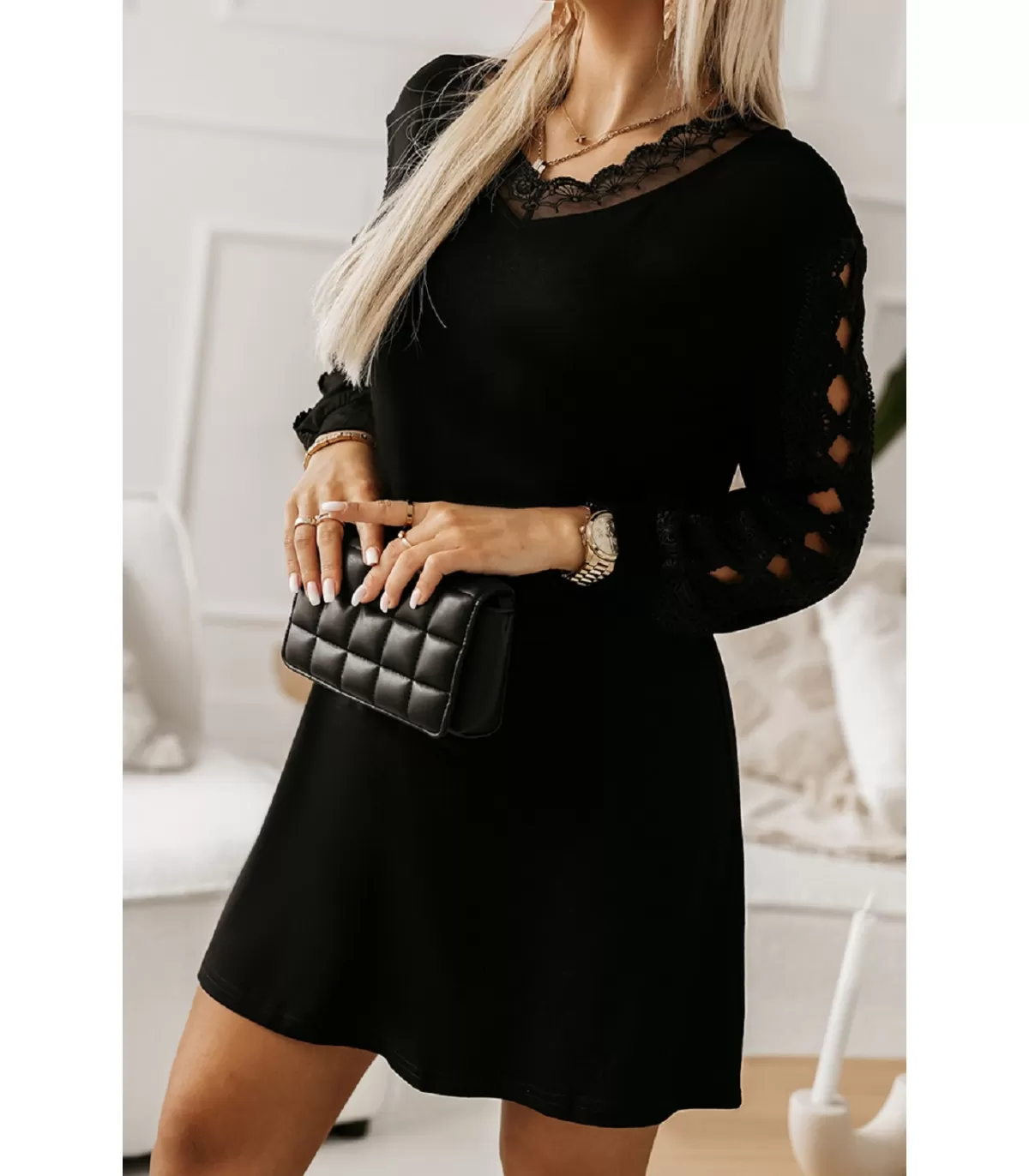 slim fit dress slacks Versatile Loose-Fit Lace Dress – liwisi main image 0