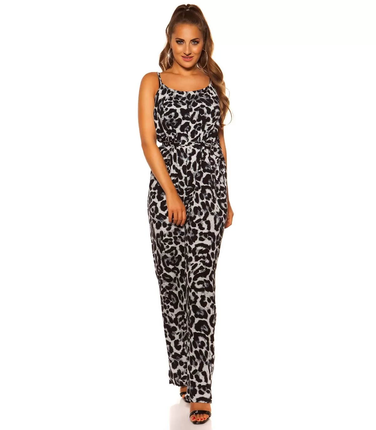 Grey leopard print jumpsuit