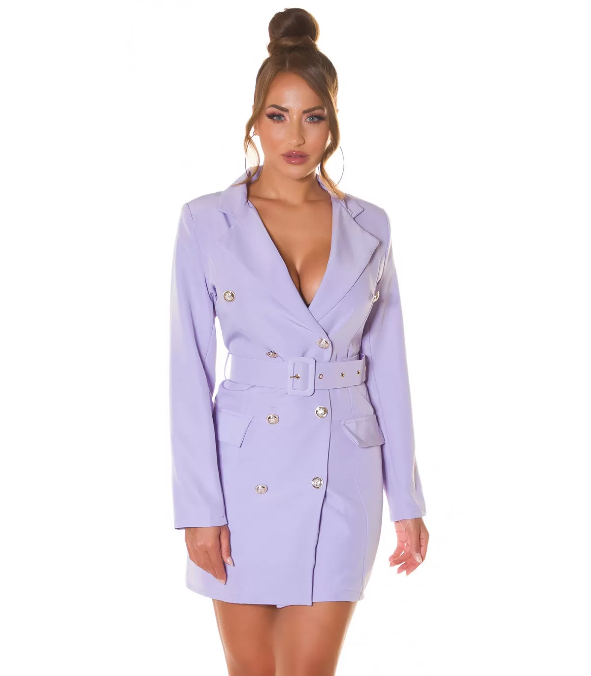 Koucla lilac button up blazer dress with belt