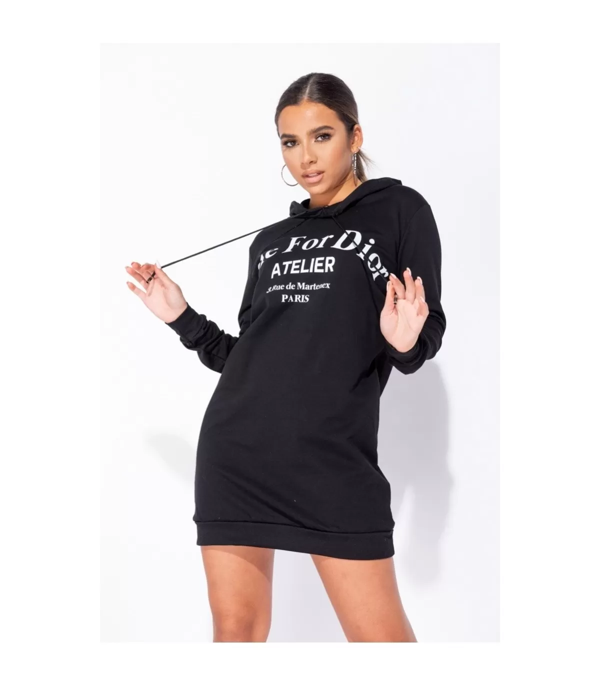 Parisian Black Die For Dior Hoodie Dress LAST CHANCE